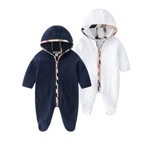 Frühling Herbst Baby Strampler Baby Jungen Kleidung Mit Kapuze Strampler Baumwolle Neugeborene Baby Mädchen Kinder Designer Infant Overalls Kleidung