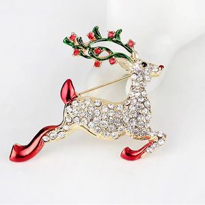 Broches de natal shinestone para mulheres alces de veado de veado de natal pinos de animais de moda de cristal corsage os acessórios diários