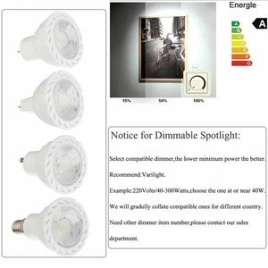 Dimmable Gu5.3 LED Spotlights Cob Bulb AC 110V 220V白熱したクールな白い丸いホームライト