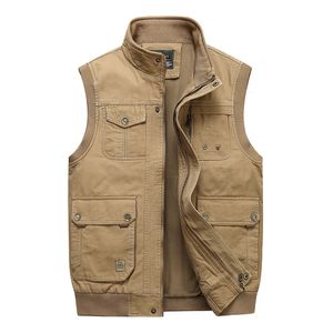 Men's Vests Men Multi Pockets Cotton Big Size XL5XL Male Sleeveless Jackets Spring Autumn Fishing Pography Collar Waistcoats 230320