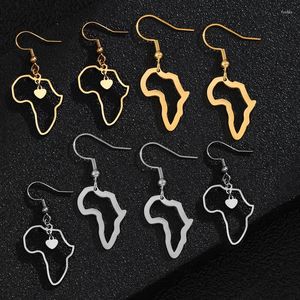 Kolczyki Dangle Sonya Heart Map of Africa for Women Girl Trendy Gold Color African Maps Biżuteria