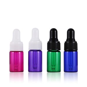 1ml 2ml 3ml 5ml Mini Gotas de gotas de vidro coloridas para amostra de óleo essencial com tampa branca preta para sua opção