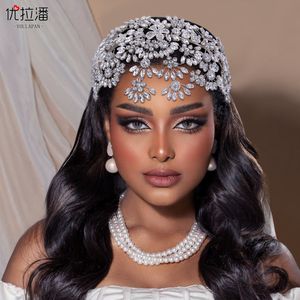 Festa Fiore Tiara Barocco Cristallo Fronte Copricapo da sposa Corona di strass con Gioielli da sposa Accessori per capelli Corone nuziali Copricapo HP430