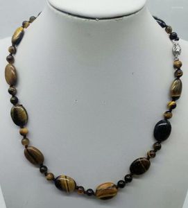 Chains Fine 13x18mm Oval &6mm Round Yellow Tiger's Eye Gemstone Beads Necklace 18 Inch Fashion Ladies Jewelry