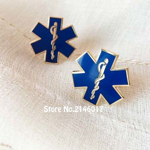 Manschettlänkar Paramediciron Doctor Tie Clips Nursing Ambulance Blue Emalj Ties Bar Snake Symbol Metal Star of Life Link 230320