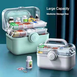 Storage Boxes Bins Multi-Functional Portable First Aid Kit Storage Pill Organizer Box High Capacity Family Emergency Container Case Medicine Case 230321