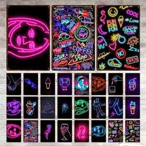 Vintage Game Neon Sign Metal målning Skyltplatta Glass Tennskylt Väggdekor för hemmabar Hemplack Decoration Man Cave Poster 30x20cm W03