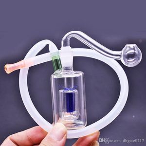 New mini glass oil burner bong pyrex thick glass water oil rig with silicone hose and 10mm male glass oil bowl