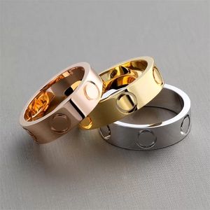 High Polished Classic Design Wedding Rings Women Couple Lover Unique Engagement Rings with Diamond 3 Colors 316L Stainless Steel Fashion Wholesale Jewelry