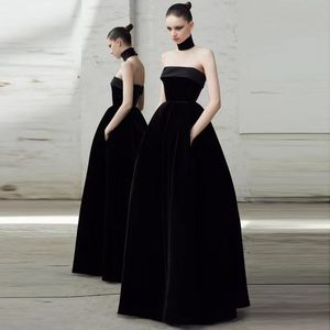 Vestidos de festa vestido de noite preto temperamento feminino longa aniversário de banquete de 2303202020