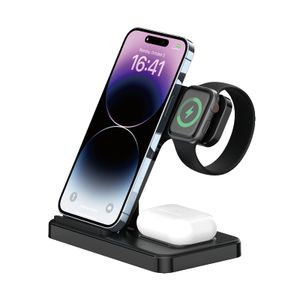 3 I 1 Trådlös laddare Fällbara laddare Stativ PAD för iPhone 14 13 12 11 Pro Max Airpod Pro 2 IWatch Ultra 8 7 6 SE Fast Charging Docking Station