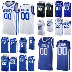 Kentucky Wildcats College Jersey Pallacanestro 23 Jamal Murray 25 PJ Washington 14 Tyler Herro 5 Kevin Knox II 22 Shai Gilgeous-Alexander Stitched NCAA Uomo Donna Gioventù