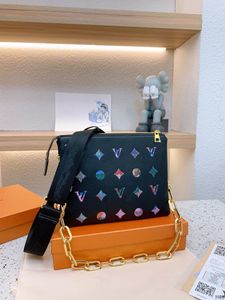 2023 Сумка-тоут в стиле счетчика, роскошная дизайнерская сумка с цветной печатью, сумка-цепочка из натуральной кожи, сумка через плечо, сумка-клатч, вечерние сумки