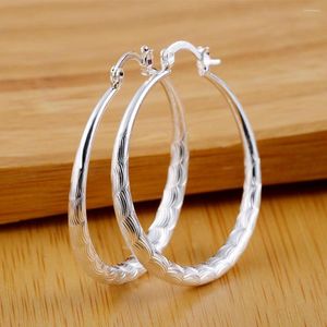 Hoop Earrings Street Fashion 925 Sterling Silver Classic 4cm Big Circle for Women Party Jewelry Christmas Gifts
