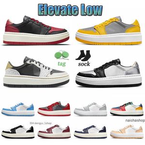 2022 OG Women Mens 1 low Elevate Casual Designer Shoes With Socks University Blue Wolf Grey Silver Toe UNLV Removable Beads air jorden JORDON