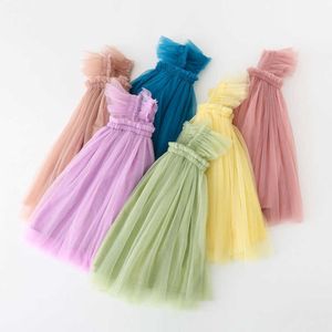 Mädchenkleider Sommerkleid Süßes ärmelloses Trägertüll-Babykleid Erster Geburtstag Mädchen Party Prinzessinnenkleider Babykleidung 12M-6T