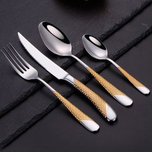Utensílios de jantar conjuntos de talheres de mesa de cozinha prata em aço inoxidável faca de luxo de luxo para jantar ocidental Dinner Gold 230321
