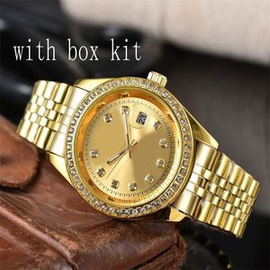 Quartz ladies datejust designer watches 41mm 36mm movement watch iced out bling bezel diamond Montre de luxe mens moissanite luxury watches gold plated SB008 B23