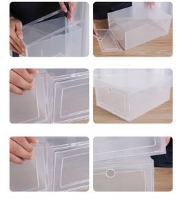 Thicken Clear Plastic Shoe Box Dustproof Sneaker Storage Drawers Flip Transparent Stackable Boxes Shoes Containers dh456