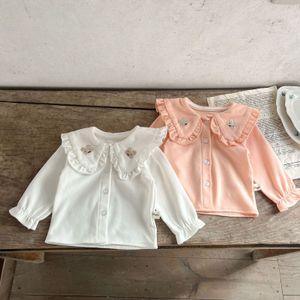 Camicie per bambini Primavera Autunno Camicetta Ragazza Bambino Ricamo Cartone animato Camicia a maniche lunghe Camicia per bambini Ragazzo Cotone Coniglio carino Solid Top casual 230321