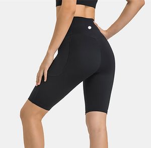 LL Yoga-Shorts für Damen, Sport, nahtlos, fünfte Hose, Cross-Taille-Hose, Laufen, Fitness, dehnbar, Fitnessstudio, Unterwäsche, Workout, kurze Leggings