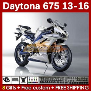 دراجة نارية للدراجات النارية ل Daytona 675 675R 2013-2016 هيكل السيارة 166NO.33 Daytona675 13 14 15 16 Body Daytona 675 R 2013 2014 2015 2016 OEM Moto Fairing Kit White Pearl Blk