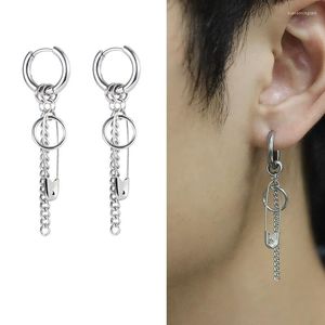 Hoop Earrings 1 Pair Punk Rock Titanium Steel Pin Chain For Women Long Pendant Ear Bone Girls Men Party Piercing Jewelry
