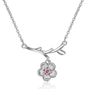 Colares pendentes Romantic Cherry Blossom Flower Pingentes para mulheres Jóias de declaração de moda de alta qualidade