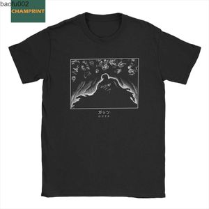 メンズTシャツの男性は洞窟Tシャツアニメガッツピュアコットン衣類カジュアルショートスリーブラウンドカラーTシャツオリジナルTシャツW0322