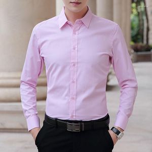 Men's Dress Shirts Long Sleeve Solid Men Clothing Fashion 2023 Spring Autumn Business Formal Wear Blouse Slim Fit Camisa Masculina Tops T01