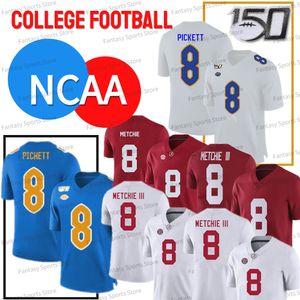 NCAA 8 John Kenny Pickett Metchie III Jersey Alabama Crimson White Blue NCAA College Mens Ed 150th