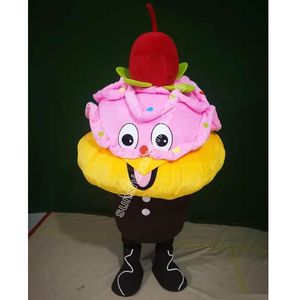 Ny Cherry Cake Mascot Costume Top Cartoon Anime Theme Character Carnival Unisex vuxna storlek Julfödelsedagsfest utomhusdräkt