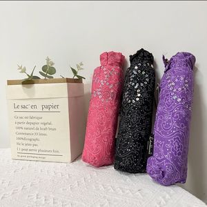 Novo clássico Red Purple Purple Small guarda -chuva dobrável para mulheres prefira a moda de moda solar guarda