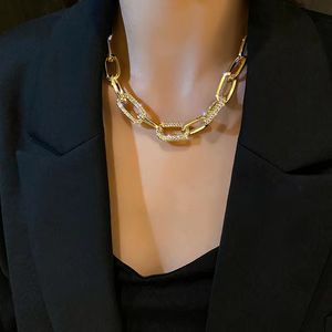 Modelo de clavícula de clavícula de designer feminino 18k cadeias de ouro da corrente de camisola mista embutido duas cores opcionais