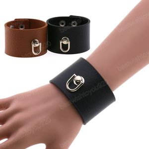 Männer PU Leder Wrap Armband Vintage Armband Für Frauen Neue Harajuku Schmuck Breite Manschette Wrap Armreif