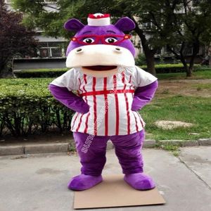 New Purple Hippo Mascot Costume Top Cartoon Anime tema personaggio Carnevale Unisex Adulti Taglia Natale Festa di compleanno Vestito da esterno
