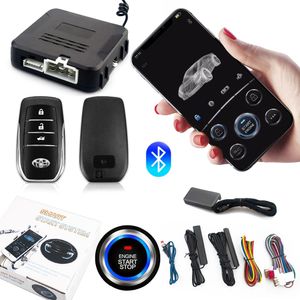 Universal Auto Alarm Car Remote Start Stop Kit Bluetooth Mobiltelefon Appstyrmotor Tändning Öppna stam PKE KEYLESS ENTRY ALARM