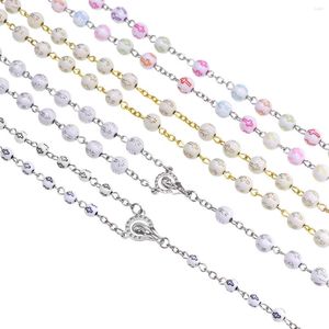 Pendant Necklaces 1 PCS Cross Rosary Necklace Clay Crystal Glass Imitation Pearl Catholic Sacred Beaded Jewelry
