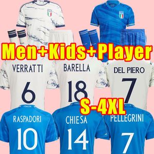 Italia BONUCCI Futbol Formaları JORGINHO INSIGNE VERRATTI HIESA BARELLA SPINAZZOLA CHIELLINI İtalya 2023 2024 erkek çocuk kiti futbol tişörtü fanlar oyuncu versiyonu 3xl 4xl