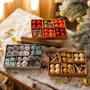Decoração de festa 24pcs bolas de Natal com ornamentos de árvores de embalagem pendura pingente pingente pacote decoração de cena