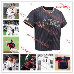 Shohei ohtani 2023 WBC Giappone Baseball Jersey 14 Roki Sasaki 51 Seiya Suzuki 21 Shota Imanaga 27 Yuhei Nakamura Takumi OHSHIRO Maglie personalizzate cuciture Mens cuciture cucite da uomo cucite personalizzate