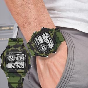 Wristwatches Men Watches Military Sport Watch LED Waterproof Camouflage Green Students Reloj Hombre Men's Digital