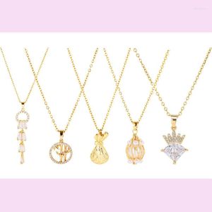 Pendant Necklaces Luxury Purse Star Zircon Necklace Stainless Steel Chain Geometric Choker Jewelry Party Gifts For Women Girls