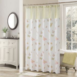 Cortinas de chuveiro Silk Butterfly amarelo poliéster impermeável tecido impresso tecido clássico decoração de fazenda de ouro da fazenda de chuveiro de ouro 230322