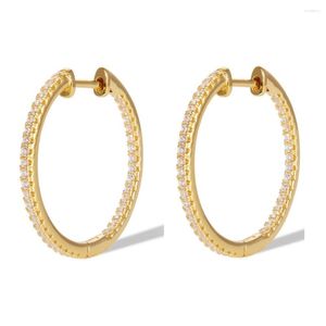 Hoop Earrings Round Gold Color With Blue Red Zirconia 20mm Earring For Women Delicate Tiny Fashion Jewelry Berloque