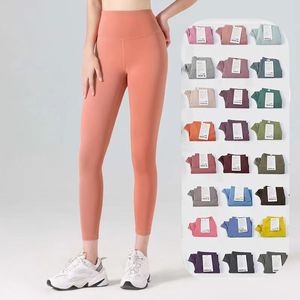 Calça feminina calça de ioga calças de cor sólida Leggings Designer Pant esportes de cintura alta Leggings Pant Gym Gym Wear Fitness elástico Lady calças calças de moletom