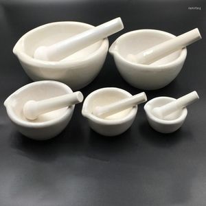60mm 80mm 100mm 130mm 160mm Lab Porcelain Mortar And Pestle White Mixing Grinding Bowl Set