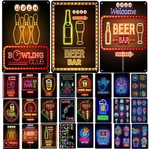 Bar Metal Signs Delicacy Beer Tin Poster Metal Vintage Imitate Neon Signs for Bar Pub Club Garage Live House Wall Decoration 30X20cm W03