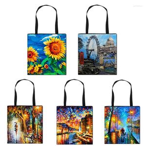 Evening Bags Effie Tower /art Painting Tote Women Handbags Ladies Canvas Shoulder Bag Big Capacity Girls Shopping Female Travel