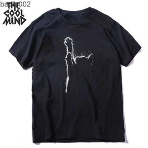 Men's T-Shirts COOLMIND Top Quality 100% Cotton Lovely Cat Print Men T Shirt Casual Loose Men Tshirt o-neck Knitted t-shirt Male Men Tee Shirt W0322